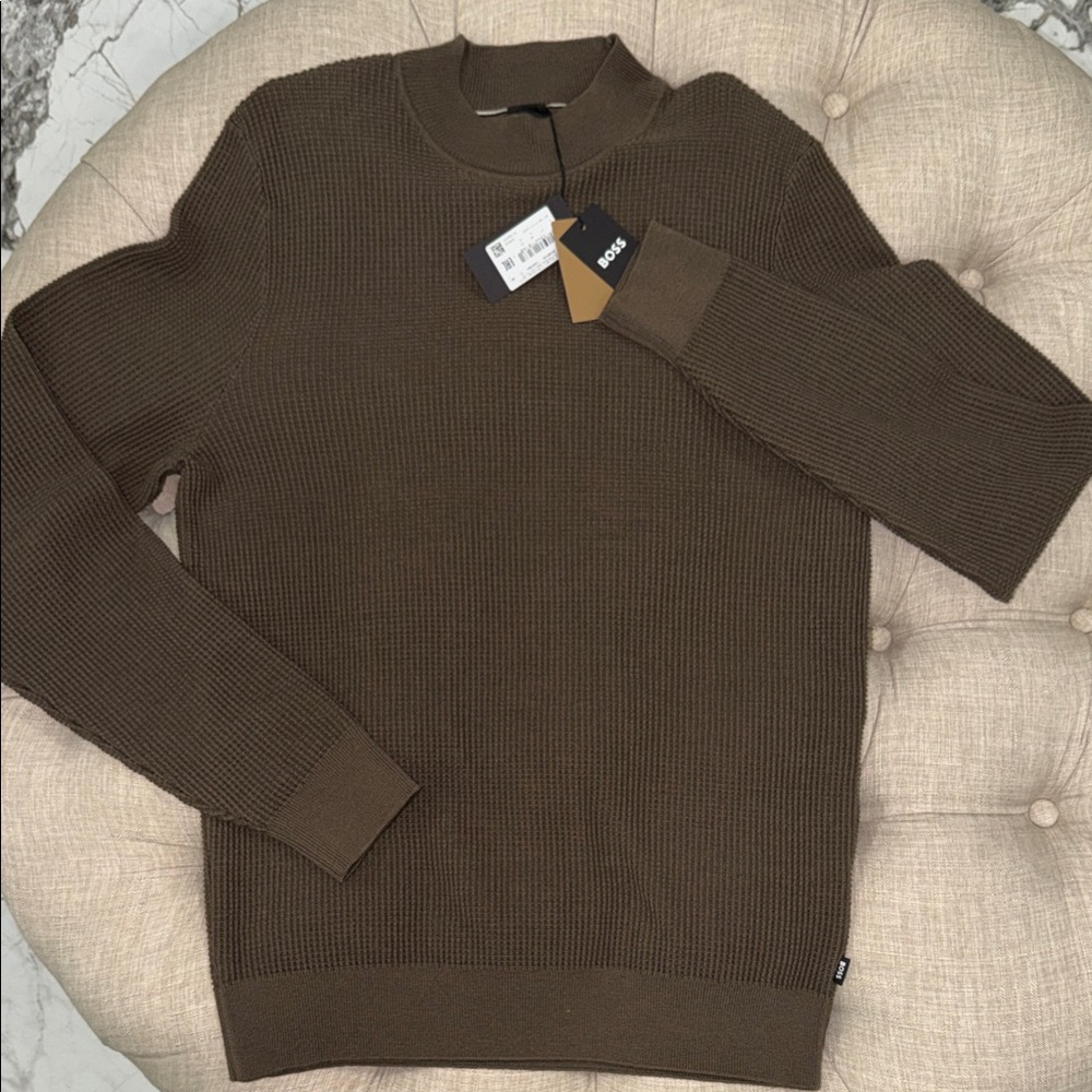 Boss Men's Olive Crewneck Sweater